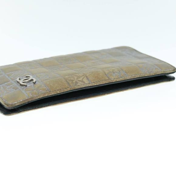 CHANEL Icon Line Wallet Leather Silver CC Auth 61875 - Picture 5 of 16